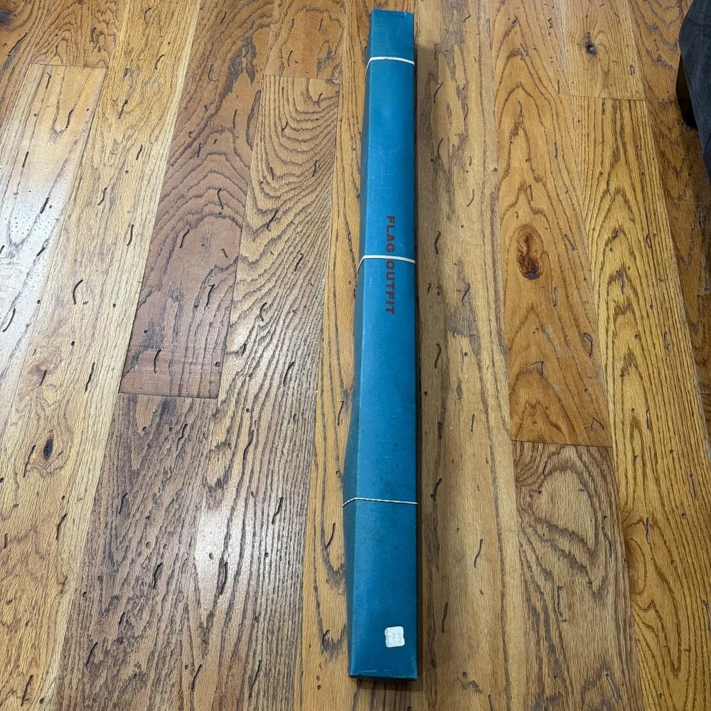 Vintage 50 Star American Flag w/ Original Box Blue Wood Pole Montgomery Ward 3x5 - Picture 8 of 15